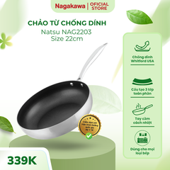Chảo Inox Chống Dính Nagakawa Natsu NAG2203 - Đa Lớp, Dùng Cho Mọi Loại Bếp, An Toàn, Chất Liệu Cao Cấp