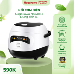 Nồi Cơm Điện Mini 1L Nagakawa NAG0134 - Chống Dính Whitford, Thiết Kế Sang Trọng, Dành Cho Gia Đình 2-4 Người