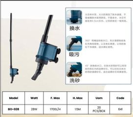 Máy Hút Vệ Sinh Hồ Cá Sobo BO-028 - Thiết Bị Chuyên Dụng Hút Bẩn, Thải Trong Hồ Cá, Công Nghệ Hút Đáy 360 Độ, An Toàn Cho Cá Cảnh