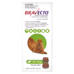 Viên nhai Bravecto cho chó - Ngăn chặn ve ghẻ, viêm da, Demodex, hiệu quả kéo dài 12 tuần, phù hợp nhiều mức cân từ 10-56kg.