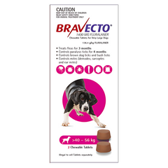 Viên nhai Bravecto cho chó - Ngăn chặn ve ghẻ, viêm da, Demodex, hiệu quả kéo dài 12 tuần, phù hợp nhiều mức cân từ 10-56kg.
