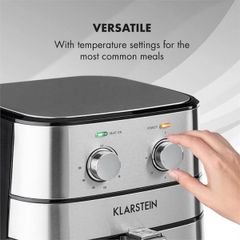 Nồi Chiên Không Dầu Klarstein Aero Vital 5.4L - Cấu Trúc Thép Không Gỉ, Công Suất 1700W, Chế Biến Nhanh, Tiết Kiệm Dầu Mỡ 80%