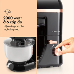 Máy Trộn Bột Klarstein Bella Elegance - 2000W, 5.2L, Đầu Khuấy Đúc, Đánh Trứng, Thiết Kế Hiện Đại cho Nhà Bếp