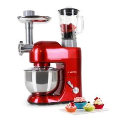 Máy Trộn Thực Phẩm Đa Năng Klarstein Lucia Rossa - Bát Thép Không Gỉ 5L, Cối Sinh Tố Thủy Tinh 1.5L, Lý Tưởng Cho Bếp Hiện Đại