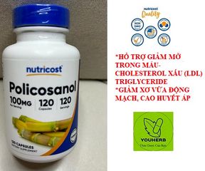 Viên Uống Policosanol 100mg Nutricost - Hỗ Trợ Giảm Cholesterol LDL và Triglyceride - Bảo Vệ Tim Mạch và Mạch Máu Ngoại Vi
