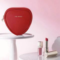 Set Son Dưỡng Whoo Glow Lip Balm 3 Món - Son Dưỡng Và Son Kem Đỏ, Túi Đựng Trái Tim - Quà Tặng Xinh Xắn Cho Phái Đẹp