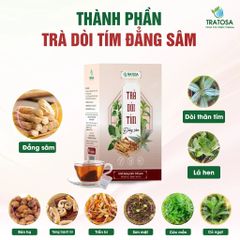 Trà Dòi Tím Đẳng Sâm TRATOSA - Hỗ trợ Thanh lọc phổi, Giảm ho, Tiêu đờm, Thảo mộc tự nhiên Việt Nam, 60 túi lọc 240g