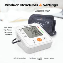 Máy Đo Huyết Áp Điện Tử Angel Wish - Thiết Bị Y Tế Tự Động Bắp Tay, Màn Hình LCD Lớn, Giọng Nói Hỗ Trợ, Lưu Trữ Kết Quả