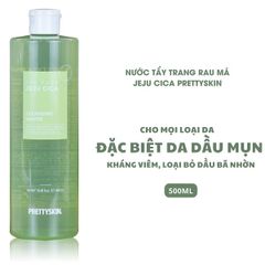 Nước Tẩy Trang Rau Má Prettyskin The Jeju Cica 500ml - Giảm Viêm, Kiểm Soát Dầu, Phù Hợp Da Dầu Mụn