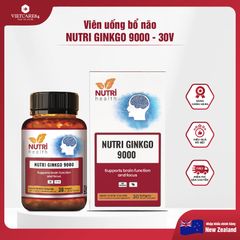 Viên Uống Bổ Não Nutri Ginkgo 9000 - Thực Phẩm Bảo Vệ Sức Khỏe Nhập Khẩu New Zealand, 60 Viên, Hỗ Trợ Tăng Cường Tuần Hoàn Não