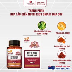 Viên DHA Tảo Biển Nutri Kids Smart DHA (30 Viên) - Bổ Sung Đầu Óc, Hỗ Trợ Phát Triển Thị Lực Cho Trẻ Nhỏ, Không Tanh, Thuần Chay