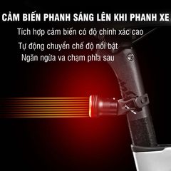 Đèn Hậu Cảm Biến Phanh Xe Đạp PÊ ĐAN Chống Thấm Nước IPX65 - Đèn LED COB Thông Minh, An Toàn Cho Khi Lái Xe Hàng Ngày