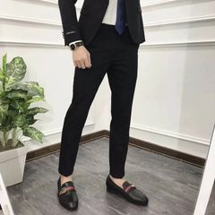 Quần Tây Nam Dáng Ôm Hàn Quốc Đen - Chất Vải Tuyết Mưa, Không Nhăn, Thời Trang Sang Trọng, Kết Hợp Đa Dạng