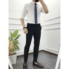 Quần Tây Nam Dáng Ôm Hàn Quốc Đen - Chất Vải Tuyết Mưa, Không Nhăn, Thời Trang Sang Trọng, Kết Hợp Đa Dạng
