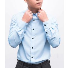 Áo Sơ Mi Nam Dài Tay Xanh Chất Lụa Mát, Không Nhăn - Kiểu Dáng Hàn Quốc, Thích Hợp Mặc Văn Phòng và Dạo Phố