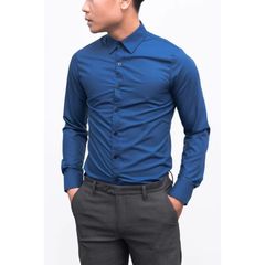 Áo Sơ Mi Nam Dài Tay Màu Xanh Coban - Chất Lụa Mát Không Nhăn, Form Body Hàn Quốc Thoáng Khí, Dễ Phối Đồ, Thời Trang Hàng VNXK