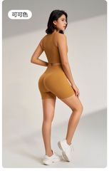 Set Đùi Thể Thao Nữ Tập Yoga & Gym - Quần Short Với Áo Ngực Đệm, Hoàn Hảo Cho Chạy Bộ, Cầu Lông, Tennis - Màu Đen & Ca Cao