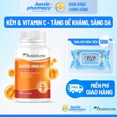 Viên Uống Kẽm & Vitamin C AusNatures Super Immune - Tăng sức đề kháng, giảm mụn, đẹp da - Hộp 60 viên từ Úc