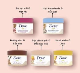 Dove Tẩy Tế Bào Chết Toàn Thân 298g - Muối Tắm Dưỡng ẩm, Làm Sạch Da Mềm Mại, Hương Thơm Thoải Mái, Dưỡng Da Tươi Mới
