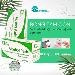 Combo 10 Hộp Bông Tẩm Cồn PT - 100 Miếng Hộp, Sát Khuẩn Da, Lau Móng Tay, Thiết Bị Làm Đẹp Tiện Lợi