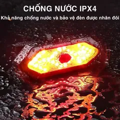 Đèn Xi Nhan Xe Đạp PÊ ĐAN LED Siêu Sáng Điều Khiển Không Dây Chống Nước IPX4 - Sạc USB Tiện Lợi Cho Người Đạp Xe