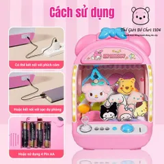 Máy gắp thú mini Melody có đèn và nhạc, đồ chơi gắp thú bông dễ thương cho bé 3 tuổi trở lên