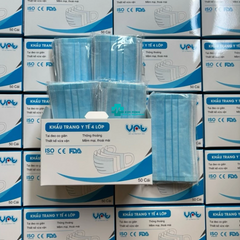 Khẩu Trang Y Tế Cao Cấp 4 Lớp VRT Màu Trắng Xanh - Quai Vải Không Đau, Kháng Khuẩn, Chống Bụi, Hộp 50 Chiếc