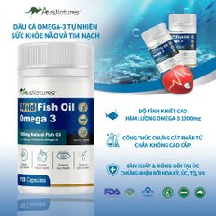 Dầu Cá Omega 3 1000mg AusNatures - Hỗ Trợ Tim, Trí Não, Thị Lực - Viên Uống Tự Nhiên, 110 Viên Giảm Viêm Khớp
