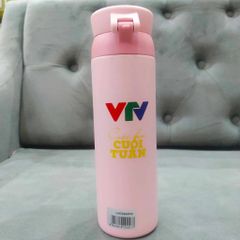 Bình Giữ Nhiệt LocknLock Wannabe One Touch 450ml Logo VTV Màu Hồng - Nắp Bật Tiện Lợi, Giữ Nhiệt Tối Ưu cho Đồ Uống Trên Mọi Nẻo Đường