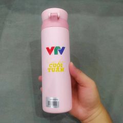 Bình Giữ Nhiệt LocknLock Wannabe One Touch 450ml Logo VTV Màu Hồng - Nắp Bật Tiện Lợi, Giữ Nhiệt Tối Ưu cho Đồ Uống Trên Mọi Nẻo Đường