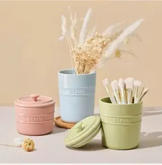 Bộ hũ đựng Staub có gioăng - Bộ 3 hũ kích thước 500ml, 800ml, 1000ml màu pastel, giữ thực phẩm tươi lâu, chống ẩm mốc, hoàn hảo cho nhà bếp