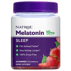 Kẹo dẻo hỗ trợ ngủ ngon Natrol 10mg - Giúp ngủ sâu tự nhiên, không gây phụ thuộc, hộp 90 viên hương dâu tây ngon miệng.