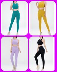 Set quần áo tập Gym Yoga Naqi - Chất dệt gân thoáng mát kèm 1 cặp mút ngực cho nữ - Thời trang thể thao năng động