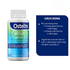 Canxi Ostelin calcium & Vitamin D3 Úc cho bà bầu, 130 viên
