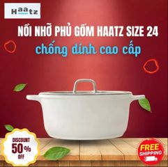 Nồi Gốm Chống Dính Haatz 24cm Xtrema - Dùng Tất Cả Loại Bếp - An Toàn Cho Sức Khỏe, Bảo Hành 24 Tháng