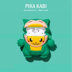 Vỏ Bọc AirPods Silicon Dẻo Pika Kabi Xanh Cho AirPods 1 2 - Phụ Kiện Hộp Sạc Tai Nghe, Kèm Móc Khóa Thời Trang