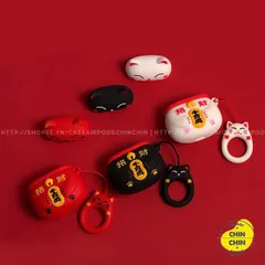 Vỏ Bọc Airpods 1 2 PRO Silicon Dẻo - Thiết Kế Mèo Thần Tài Độc Đáo Cho Hộp Sạc Tai Nghe AirPods