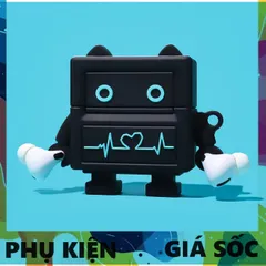 Vỏ Bọc Tai Nghe Airpods 1 2 Silicon Mềm (ROBOT Đen) - Hộp Sạc Không Dây Chống Trầy, Phụ Kiện Tai Nghe Thời Trang