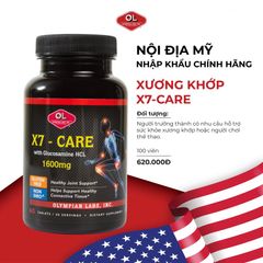 Viên uống Glucosamine X7 Care Olympian Labs 60 viên - Hỗ trợ sức khỏe xương khớp, sụn và đĩa đệm cho người lớn và vận động viên