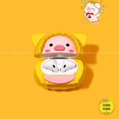 Vỏ Bọc AirPods 1 2 Bằng Silicon Dẻo - Heo Con Áo Vàng Dễ Thương, Phụ Kiện Tai Nghe Không Dây Chất Lượng Cao