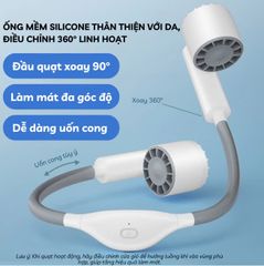 Quạt Tích Điện Đeo Cổ Uốn Cong Thoải Mái - Quạt Di Động Tiện Lợi, Thời Trang Cho Mùa Hè, Thời Gian Sử Dụng 8-12 Giờ
