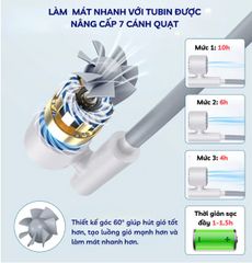 Quạt Đeo Cổ Tích Điện Nhiều Cấp Độ - Quạt Xách Tay Tiện Lợi, Thiết Kế Linh Hoạt, Sử Dụng Cho Ngày Hè Nắng Nóng