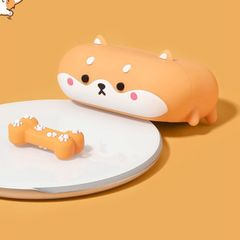 Vỏ Bọc AirPods 1 2 Silicone Dẻo Hình Cún Shiba Inu Nằm - Phụ Kiện Tai Nghe Dễ Thương, Quà Tặng Cho Fan Thú Cưng