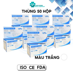 Thùng 50 Hộp Khẩu Trang Y Tế 4 Lớp VRT - Màu Xanh, Trắng, Quai To, Mềm Mại, Không Đau Tai, Bảo Vệ Sức Khỏe Hiệu Quả