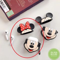 Vỏ Bọc Silicon Dẻo AirPods 1 2 - Hình Minnie Đeo Nơ Dễ Thương Cho Hộp Sạc Tai Nghe