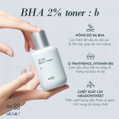 Nước Hoa Hồng Oh!Oh! 2% BHA Toner 75ml - Chăm Sóc Da Sáng Mịn, Se Khít Lỗ Chân Lông từ Hàn Quốc