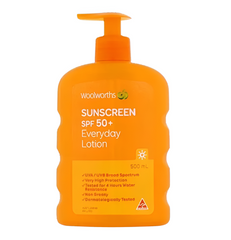 Kem Chống Nắng Woolworths Everyday Lotion SPF 50+ 500ml - Bảo Vệ Da Tối Ưu, Chống Nước, Dung Tích Lớn Cho Gia Đình