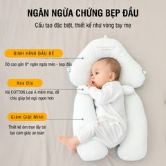 Gối Chữ U Cho Bé Sơ Sinh PÊ ĐAN - Gối Chống Giật Mình Định Hình Đầu Cotton & Lưới Thoáng Khí, Giấc Ngủ Ngon Với Thiết Kế Đa Năng