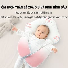 Gối Chữ U Cho Bé Sơ Sinh PÊ ĐAN - Gối Chống Giật Mình Định Hình Đầu Cotton & Lưới Thoáng Khí, Giấc Ngủ Ngon Với Thiết Kế Đa Năng