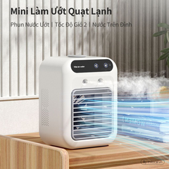 Quạt Điều Hòa Tích Điện Phun Sương Làm Mát Mini GODWELL 2 Tốc Độ Gió Phun Sương Dung Tích 500ml